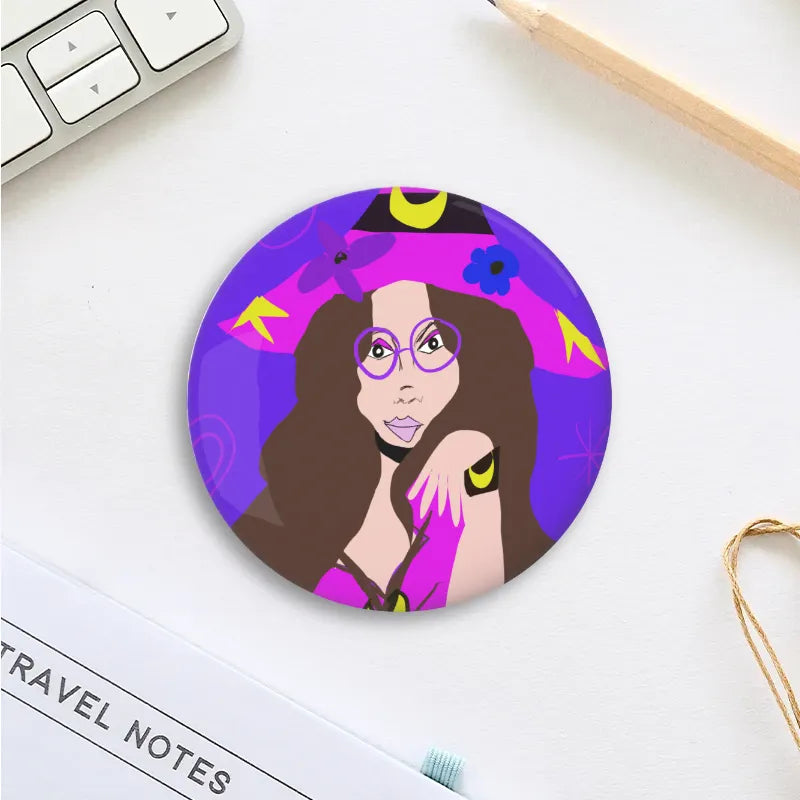 Hippie Witch Custom Round Button Pins