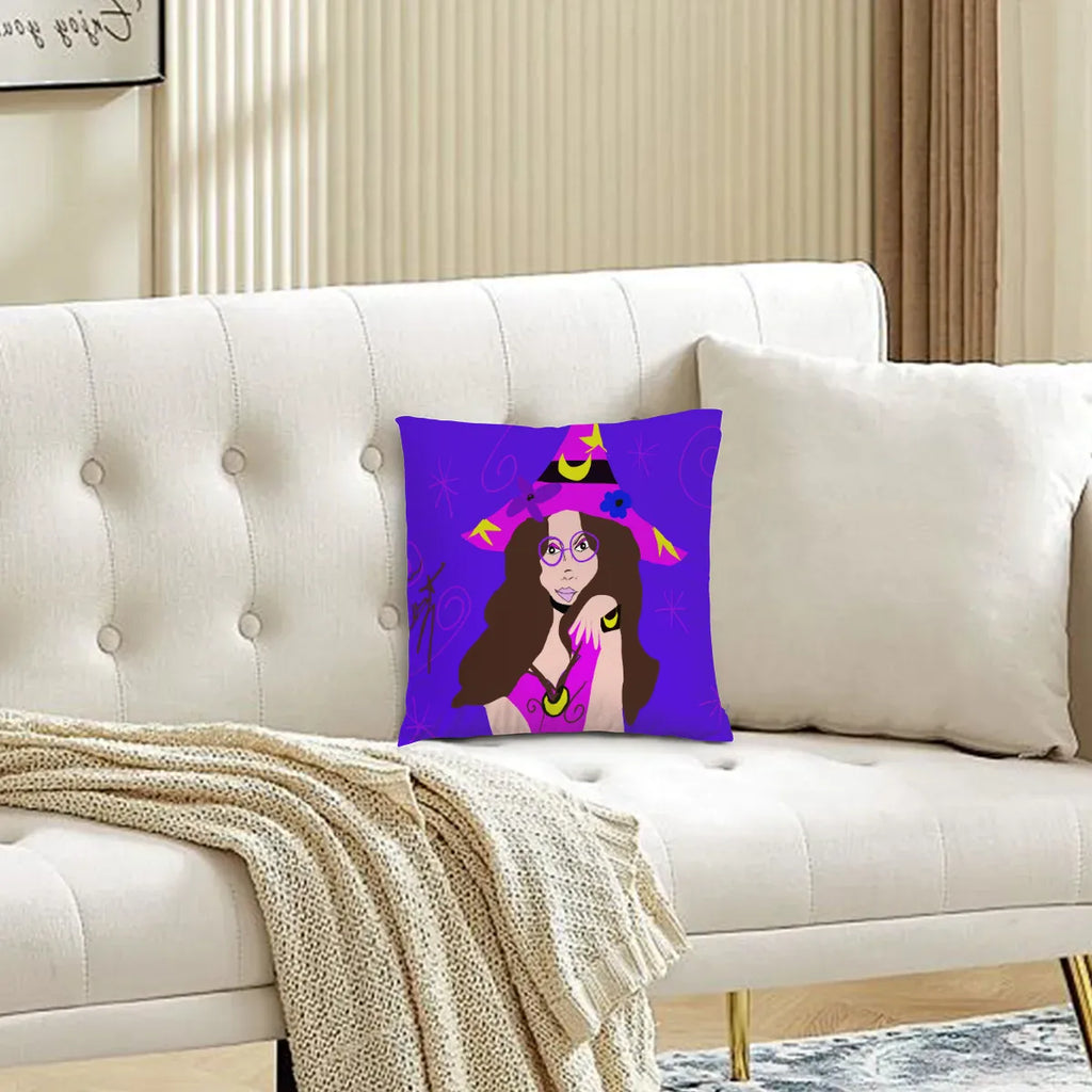 Hippie Witch Custom Square Throw Pillow