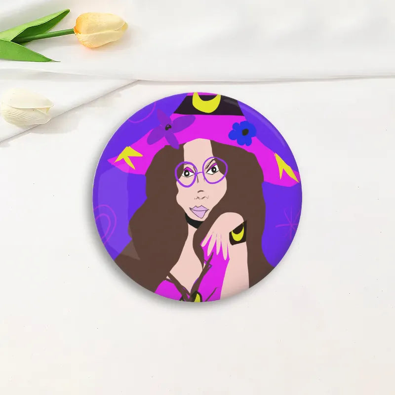 Hippie Witch Custom Round Button Pins