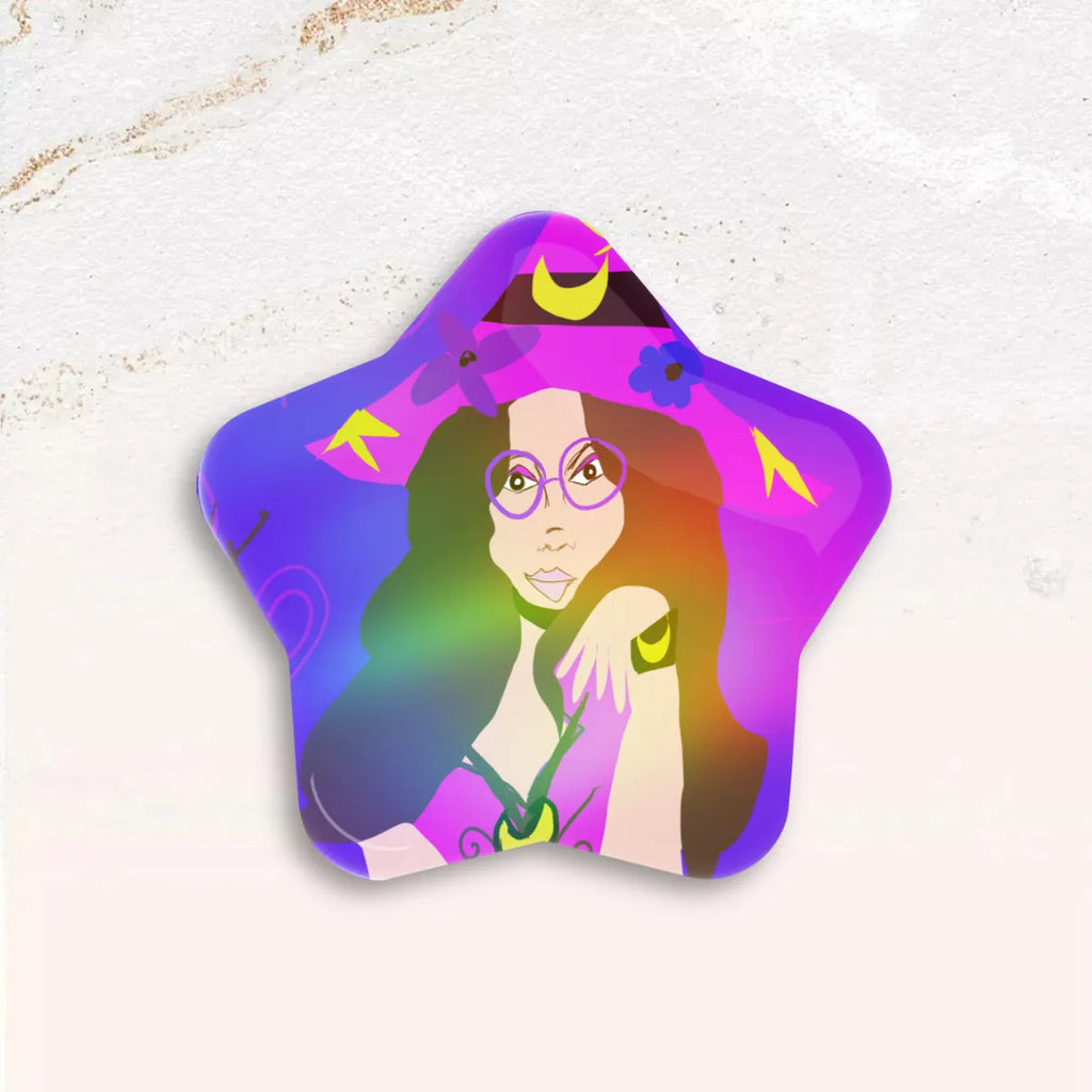 Hippie Witch Custom Star Button Pins