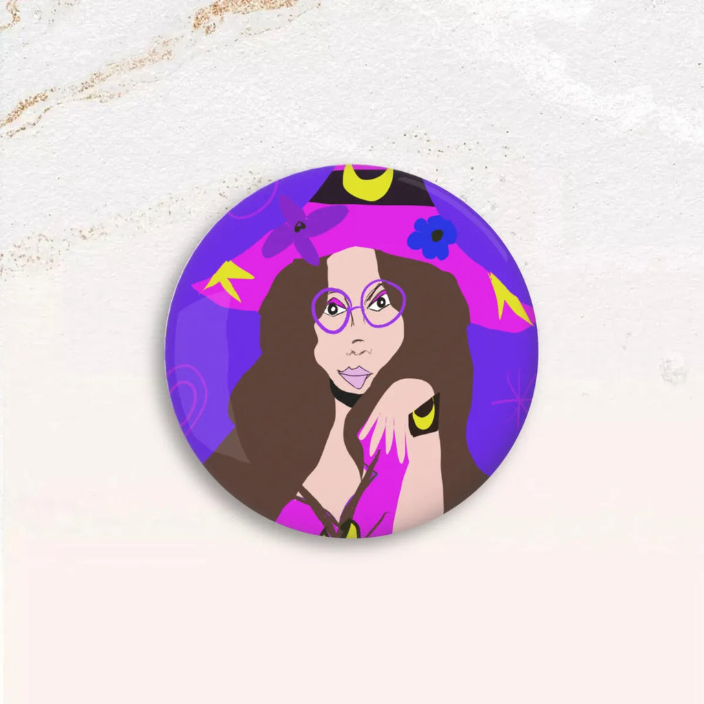 Hippie Witch Custom Round Button Pins