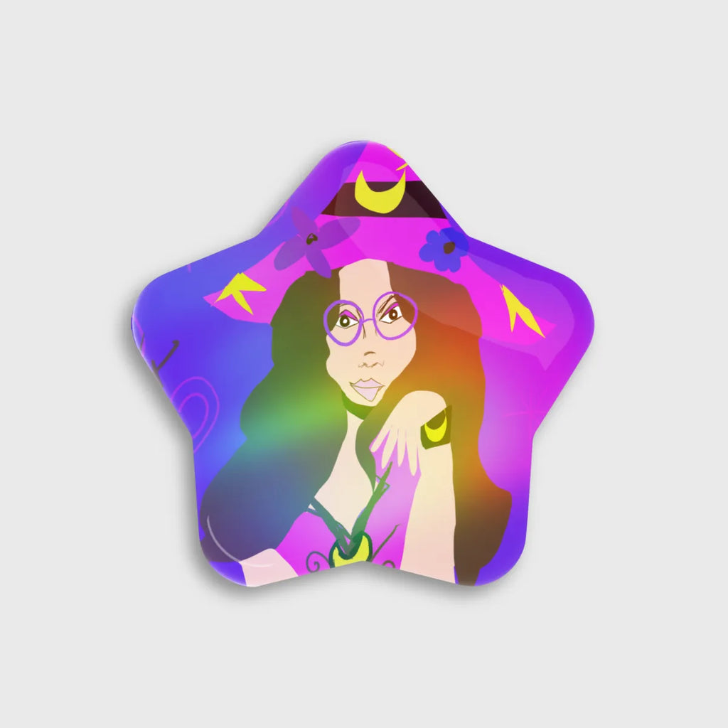 Hippie Witch Custom Star Button Pins